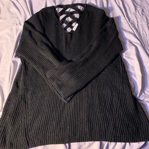 Black Lowcut V-Neck Sweater